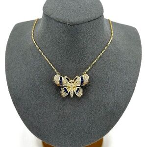 18K Gold Plated over 925 Solid Sterling Silver Luxury Butterfly Necklace